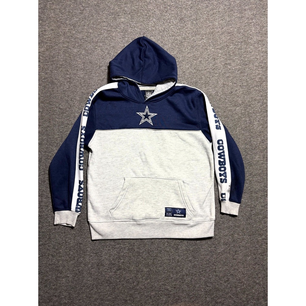 Dallas Cowboys Hoodie Boys 14-16 Gray Team Apparel Football NFL Kangaroo Pockets